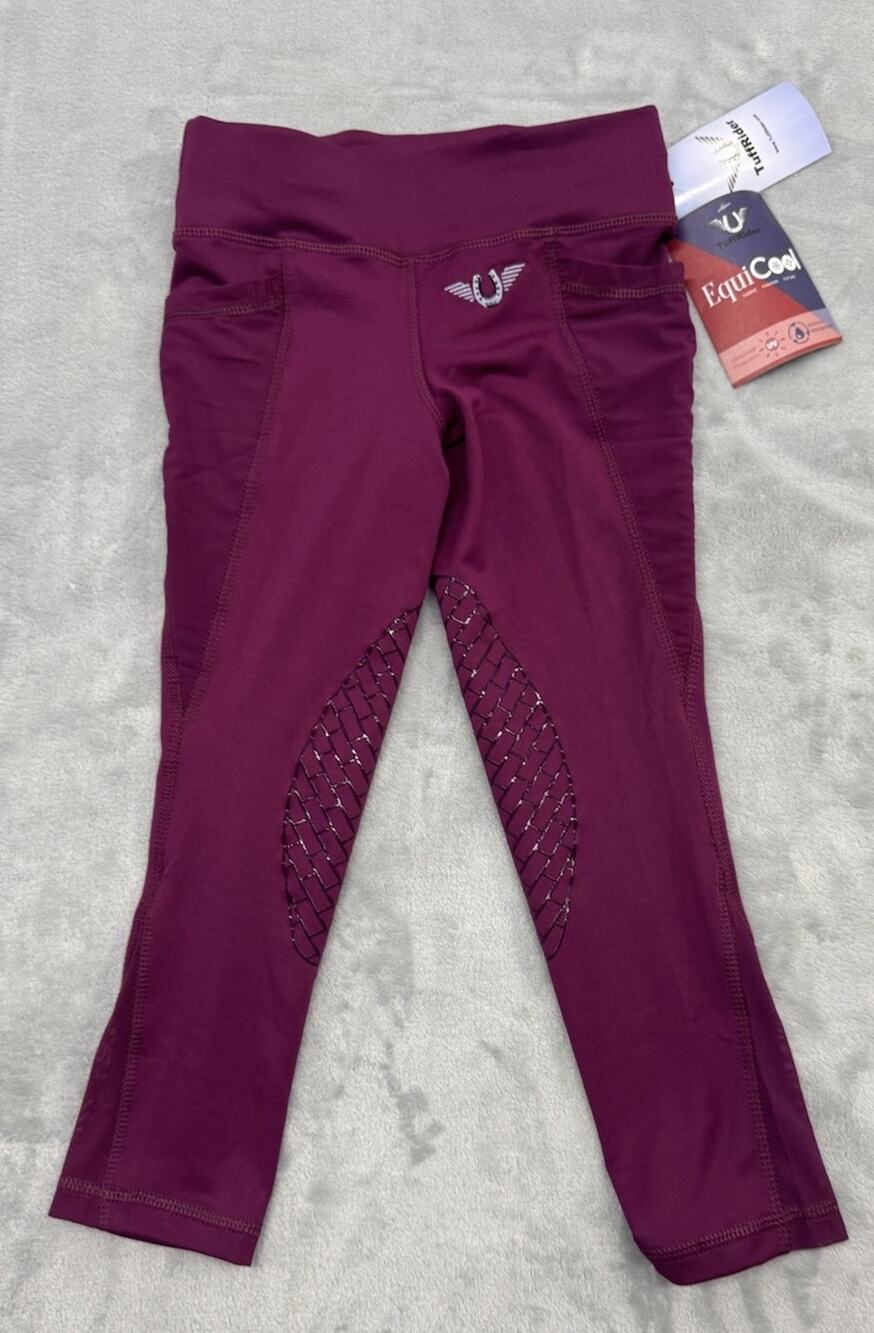 TuffRider Childrens Minerva EquiCool Tights - Plum Caspia, Size XS